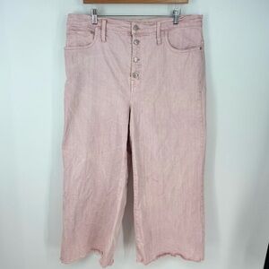 Madewell Button Fly Wide Leg Crop Pink Barbiecore Plus Size Jeans